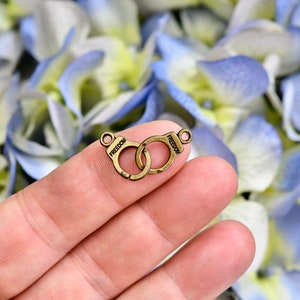 1 Freedom Handcuff  Connector Bronze Tone Charm BC6023