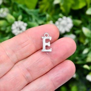 BULK 20  Letter  E Silver Tone Charms SC3833