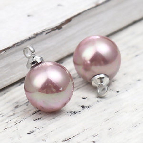 1 Pearl Drop Pale Lilac  Color with Silver  Tone Bail SC5024