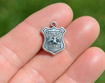 BULK 20  Police Dept Silver Tone Charms SC2966