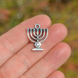 1  Menorah Silver Tone Charm SC4049