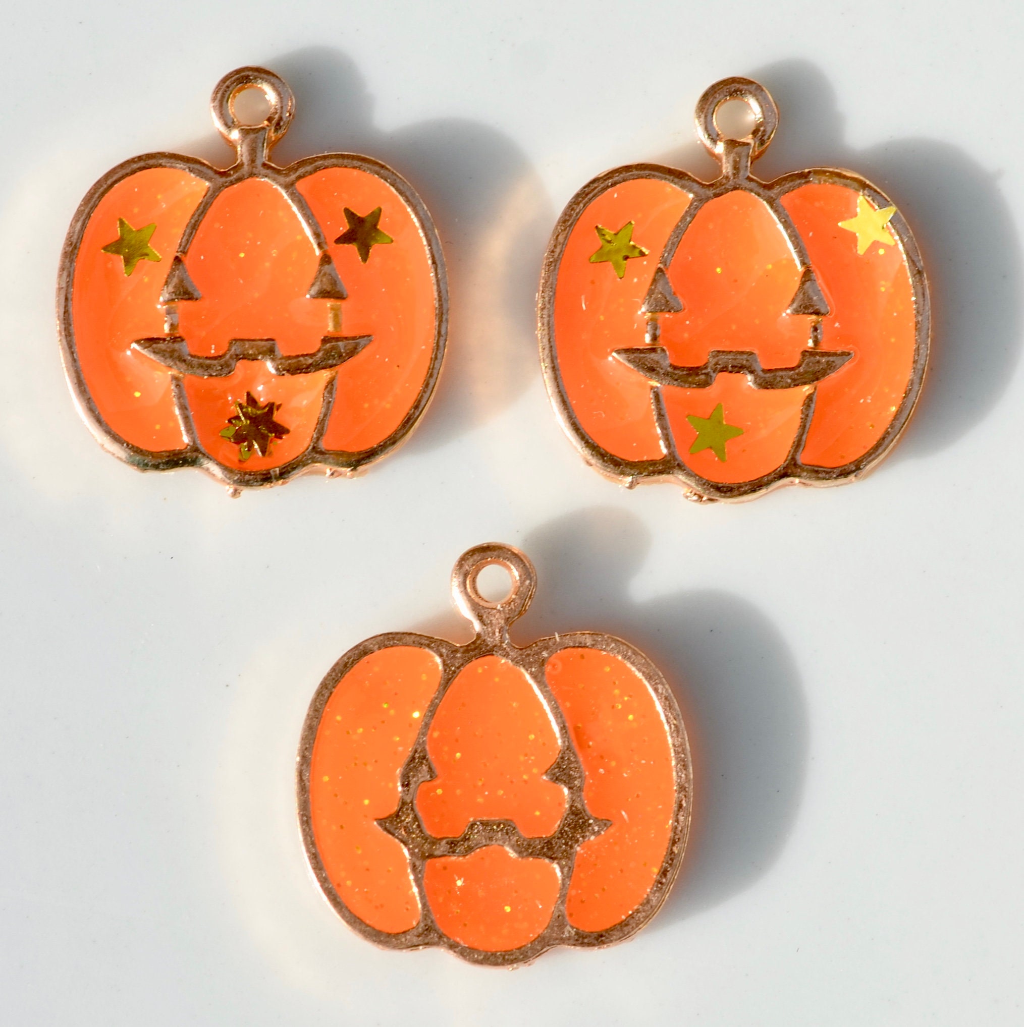 5 Orange Jack O Lantern Enamel Pumpkin Charms GC2215 - Etsy
