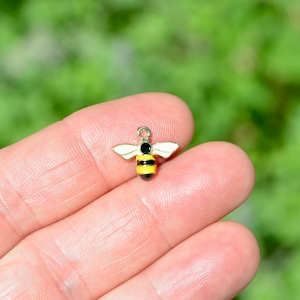 BULK 20 Black  and Yellow Enamel Gold Tone Bee Charms GC2012