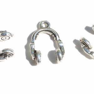 5 Headphone 3D Silver Tone Charms SC5853 image 6