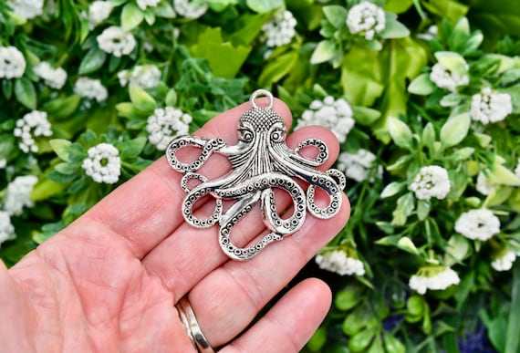 1 Octopus Silver Tone Charm - Pendant SC2389 - Etsy