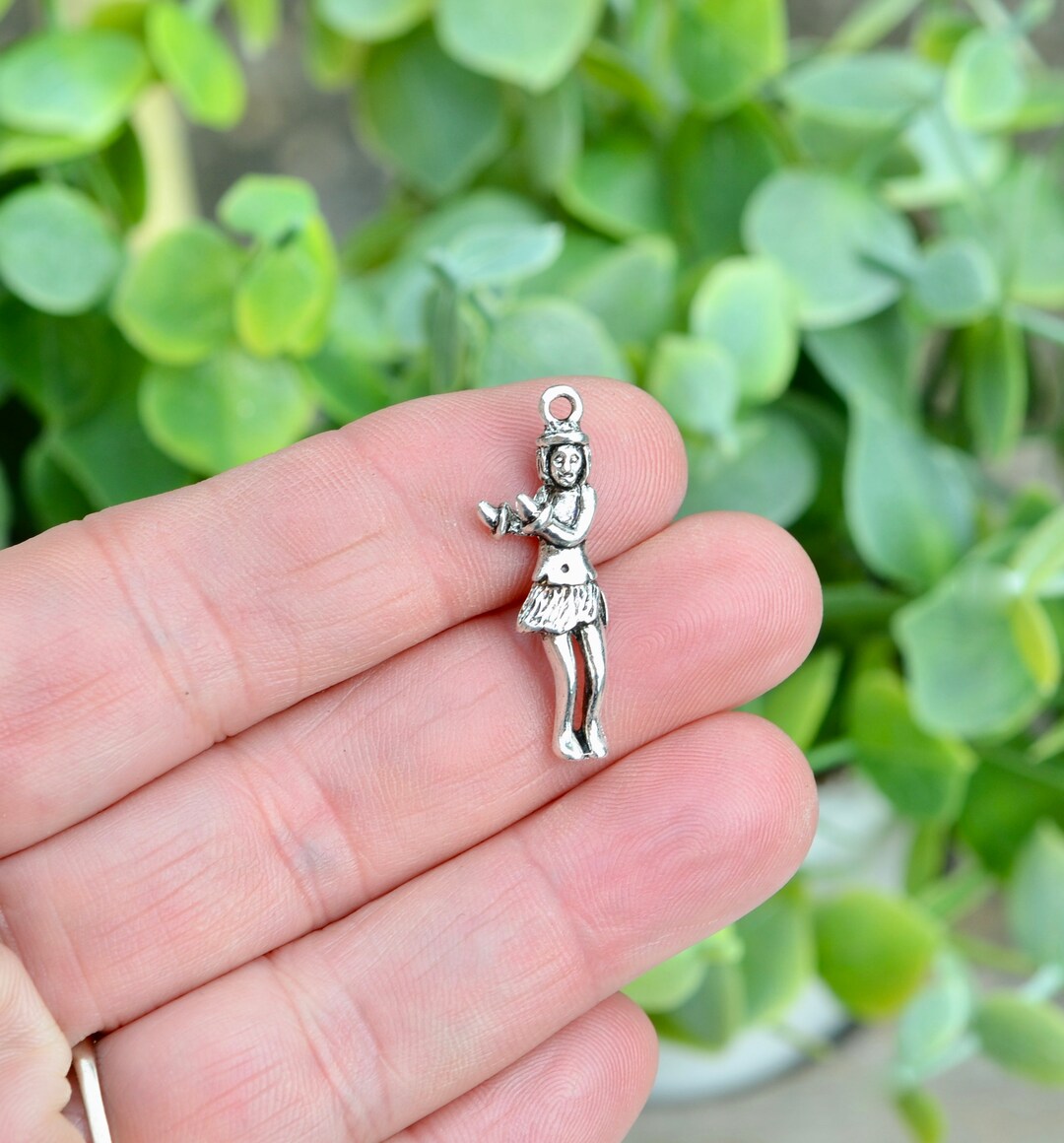5 Hula Dancer 3D Girl Silver Tone Charms SC6729 Etsy