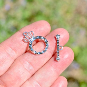 BULK 10 Bright Silver Tone Crown Toggle Clasp Sets  F645