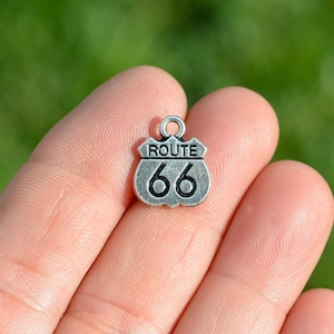 5   Route 66 Silver Tone Double Sided Charms SC3045