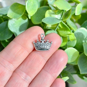 BULK 50 Crown Silver Tone Charms SC1680 image 1