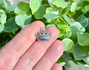 BULK 50  Crown Silver Tone Charms SC1680