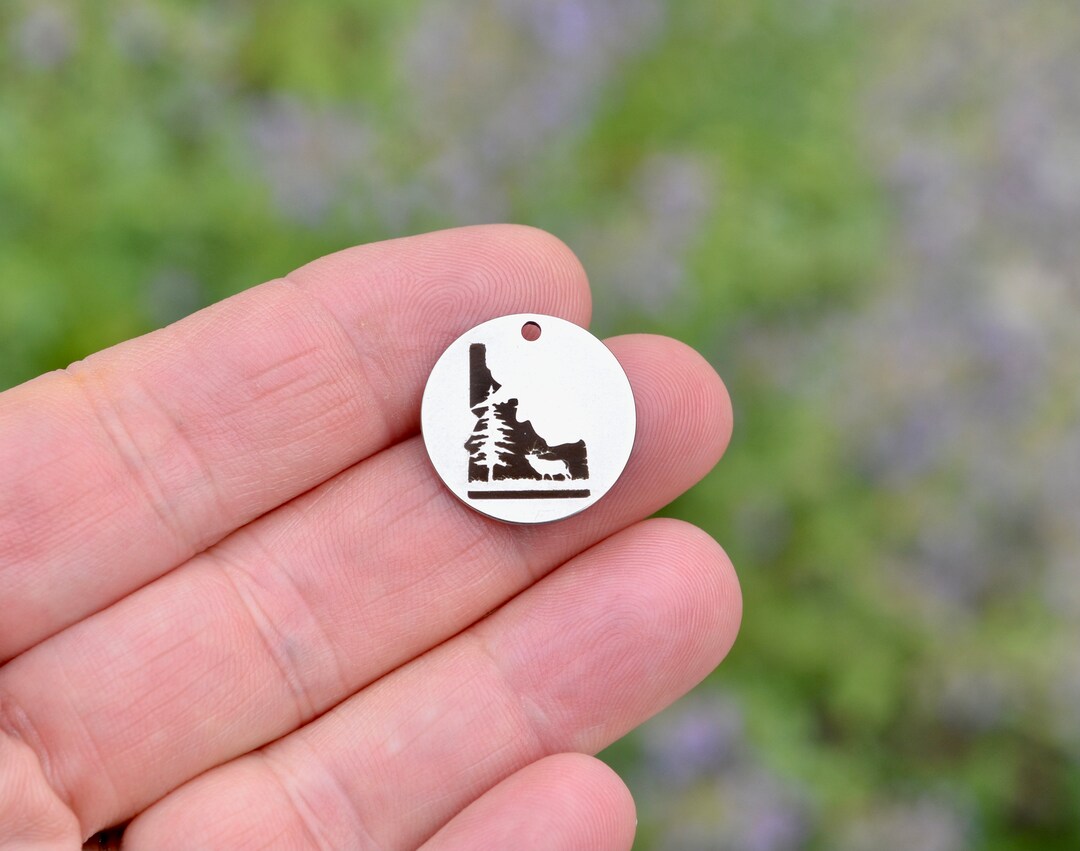 State of Idaho , Custom Laser Engraved Stainless Steel Charm CC387 Etsy