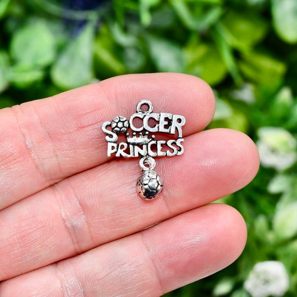 5  Soccer Princess Silver Tone  Charms SC2285