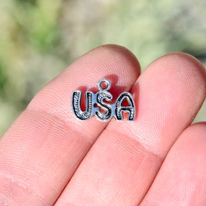 BULK 50  USA, United States of America Silver Tone  Charms SC6796