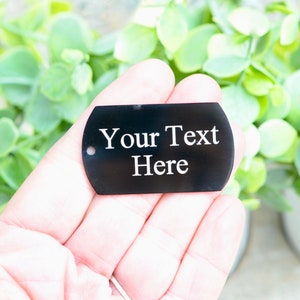 Personalized Gunmetal Stainless Steel  Rectangle Charm, Laser Engrave, Choose Your Font, Large Dog Tag EB52E