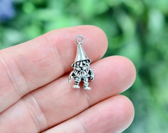 BULK 20 Gnome 3D Silver Tone Charms SC2973