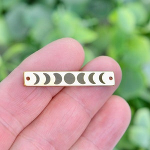 Moon Phase Custom Gold Plated Laser Engraved  Stainless Steel Connector Charm CC842
