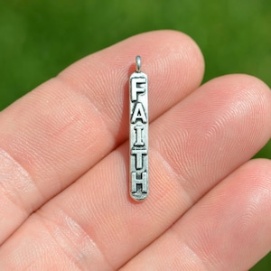 BULK 50  FAITH Silver Tone Charms SC5161