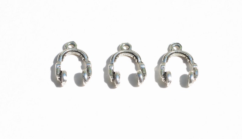 5 Headphone 3D Silver Tone Charms SC5853 image 4
