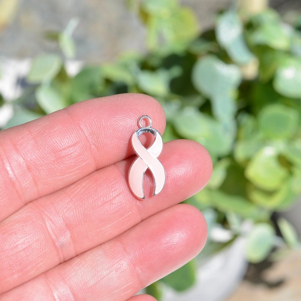 1 Pink Enamel  Cancer Awareness Ribbon Charm SC6973