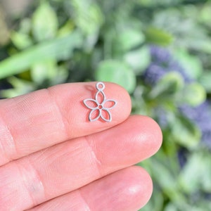 1 Stainless Steel Flower Silver Tone Charm SC1765