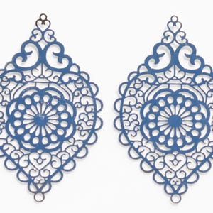 5   Chandelier Filigree Drop Connector Silver Tone Charms SC2753