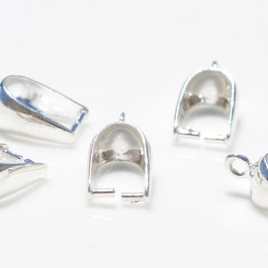 4x STERLING SILVER BRIGHT PINCH IN BAIL PENDANT CLASP (#479E - Foto 4