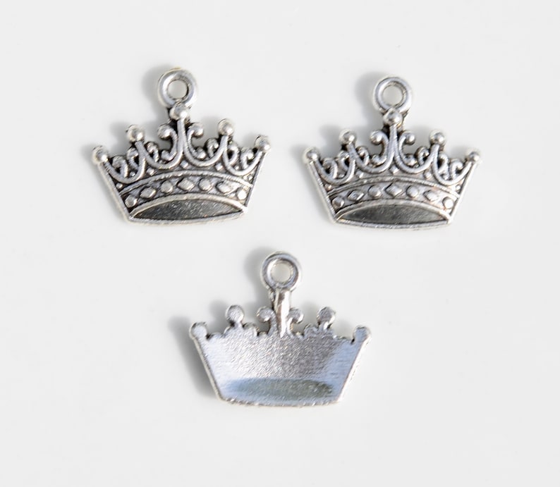 BULK 50 Crown Silver Tone Charms SC1680 image 6