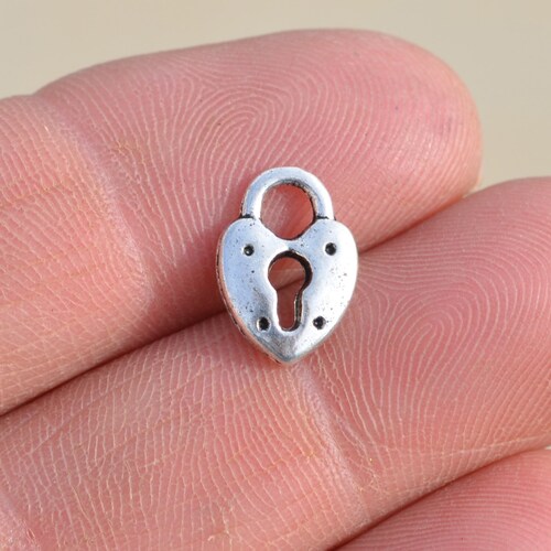 BULK 50 Heart Padlock Silver Tone Charms SC6524 Etsy