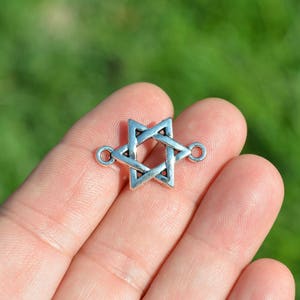 BULK 50 Star of David Silver Tone Connector Charms SC1350