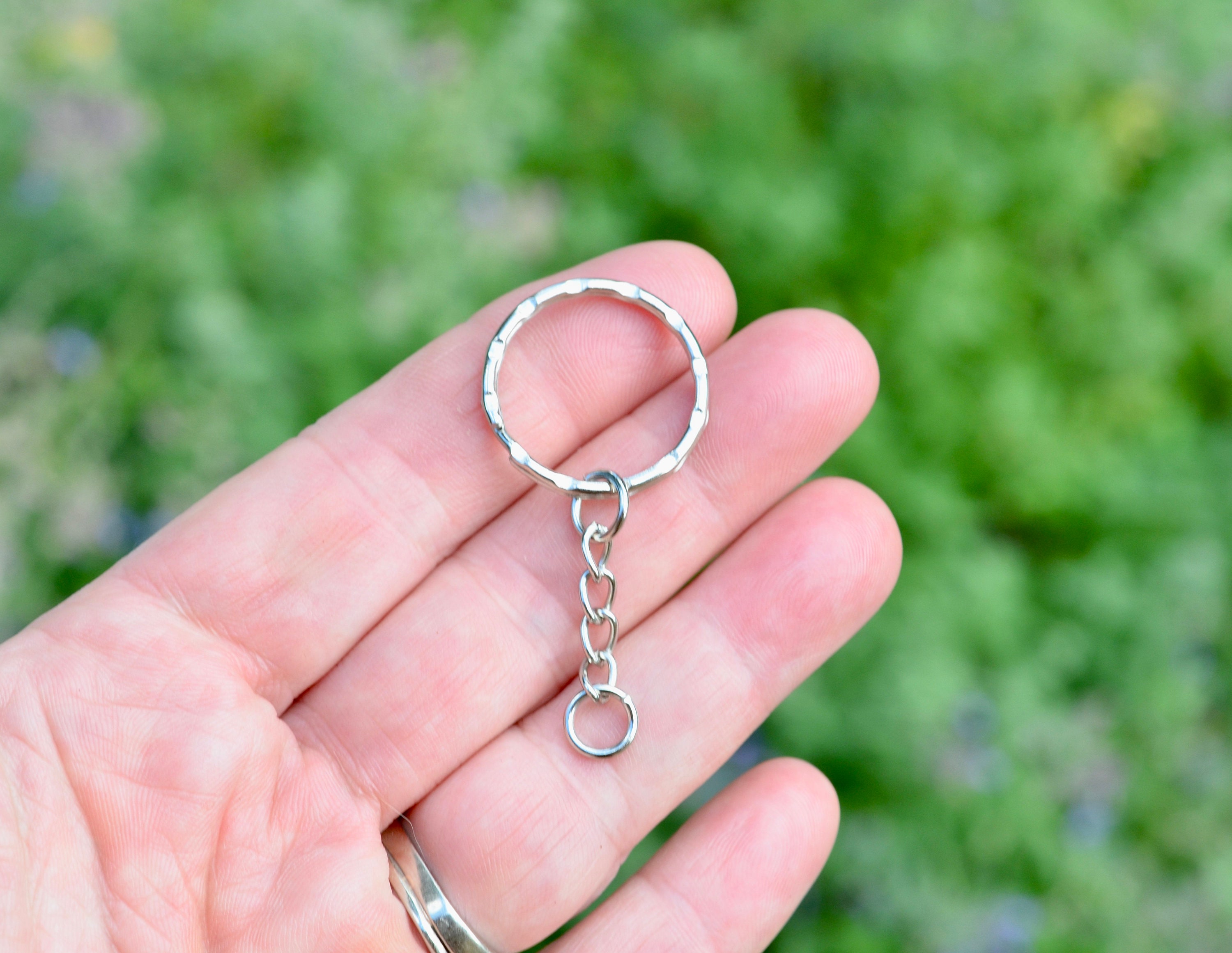 Ten (10) - Silver Key Chain Rings with Attached Chain, 1 Inch Split Key  Chain Ring, 25mm Split Key Ring Chain, Keychain FOB, Split Key Ring