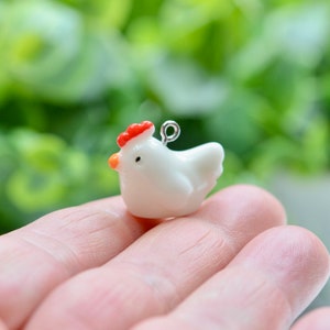 1  Chicken  White Plastic Charm SC3170