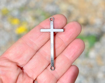 BULK 50 Cross Connector Antique Silver Tone Charms SC4537 BULK 50 Cross Connector Antique Silver Tone Charms SC4537