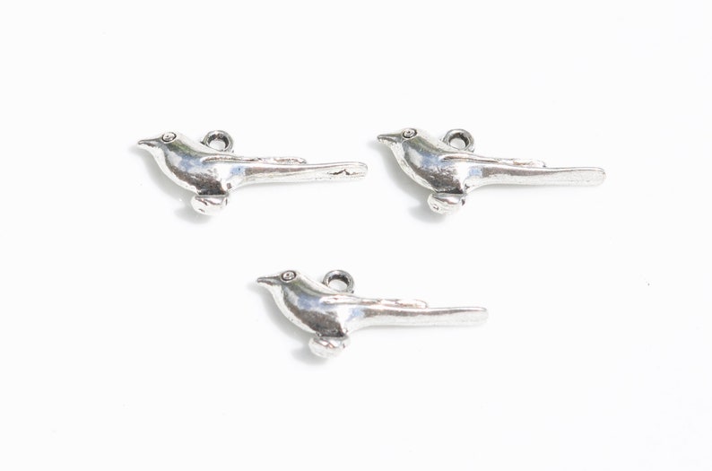 BULK 20 Bird 3D Silver Tone Charms SC2010 image 4