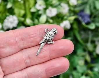 BULK 10  Macaw Parrot Silver Tone Charms SC2262