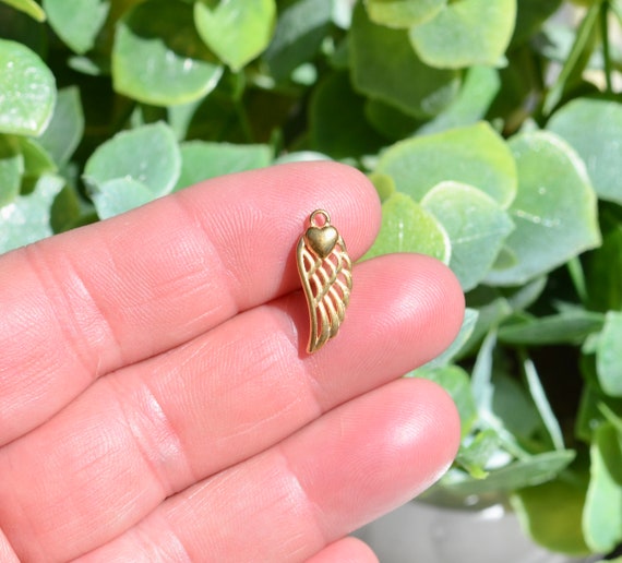 1 Stainless Steel Gold Plated Wing With a Heart Charm GC6888 | Etsy