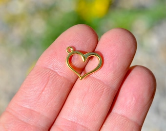 BULK 50  Open Heart Gold Tone Charms GC6621