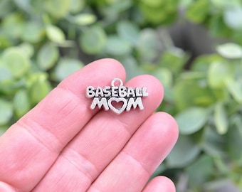 BULK 20  Baseball Mom Silver Tone Charms SC6758