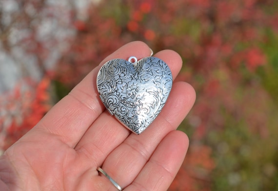 1 Heart Silver Tone Locket Pendant SC3064 - Etsy