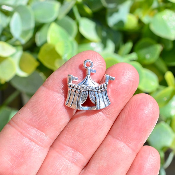 1  Circus Tent Silver Tone Charm SC2244