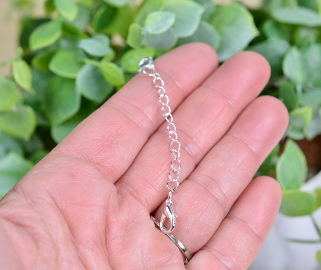 BULK 20 Extender Bright Silver Tone Chains With Lobster Clasps F729 
