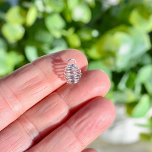 BULK 50 Tiny Spiral Bead Cage, 12mm Silver Tone Charms SC5714