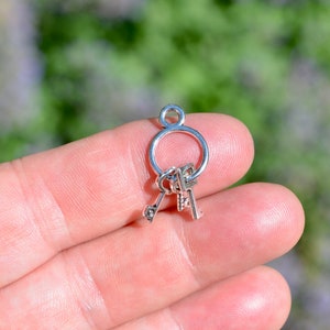 5  Tiny Key Ring Silver  Tone Charms SC6552
