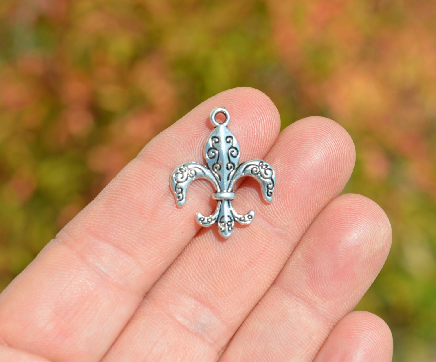 Sterling silver fleur de lis charm clearance