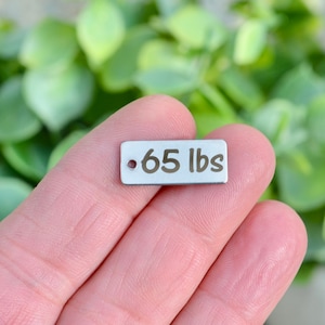 65 lbs Weight Watcher  Custom Laser Engraved Stainless Steel Rectangle Charm CC155