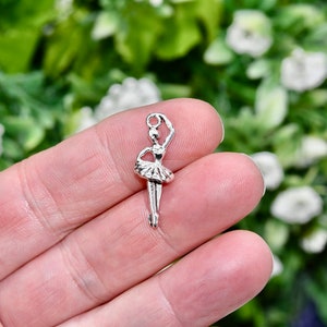 BULK 50 Ballerina Dancer  Silver Tone 3D Charms SC3675