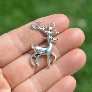 BULK 20  Reindeer Silver Tone Charms SC3446