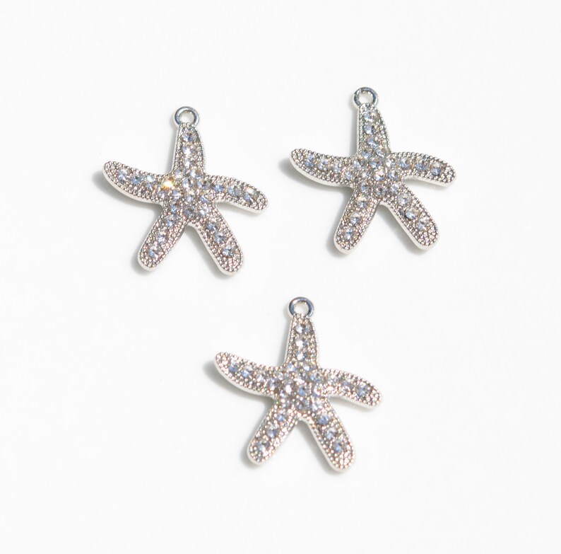 BULK 20 Rhinestone Starfish Silver Tone Charms SC6116 Etsy