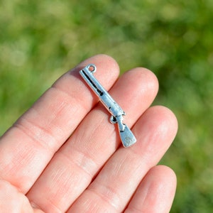 Shotgun Charm Pendants - 37mm Antiqued Silver Plated, Choose 5, 10 Or 20 Pieces (Model C4172)