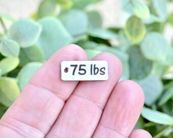 75 lbs Weight Watcher  Custom Laser Engraved Stainless Steel Rectangle Charm CC157