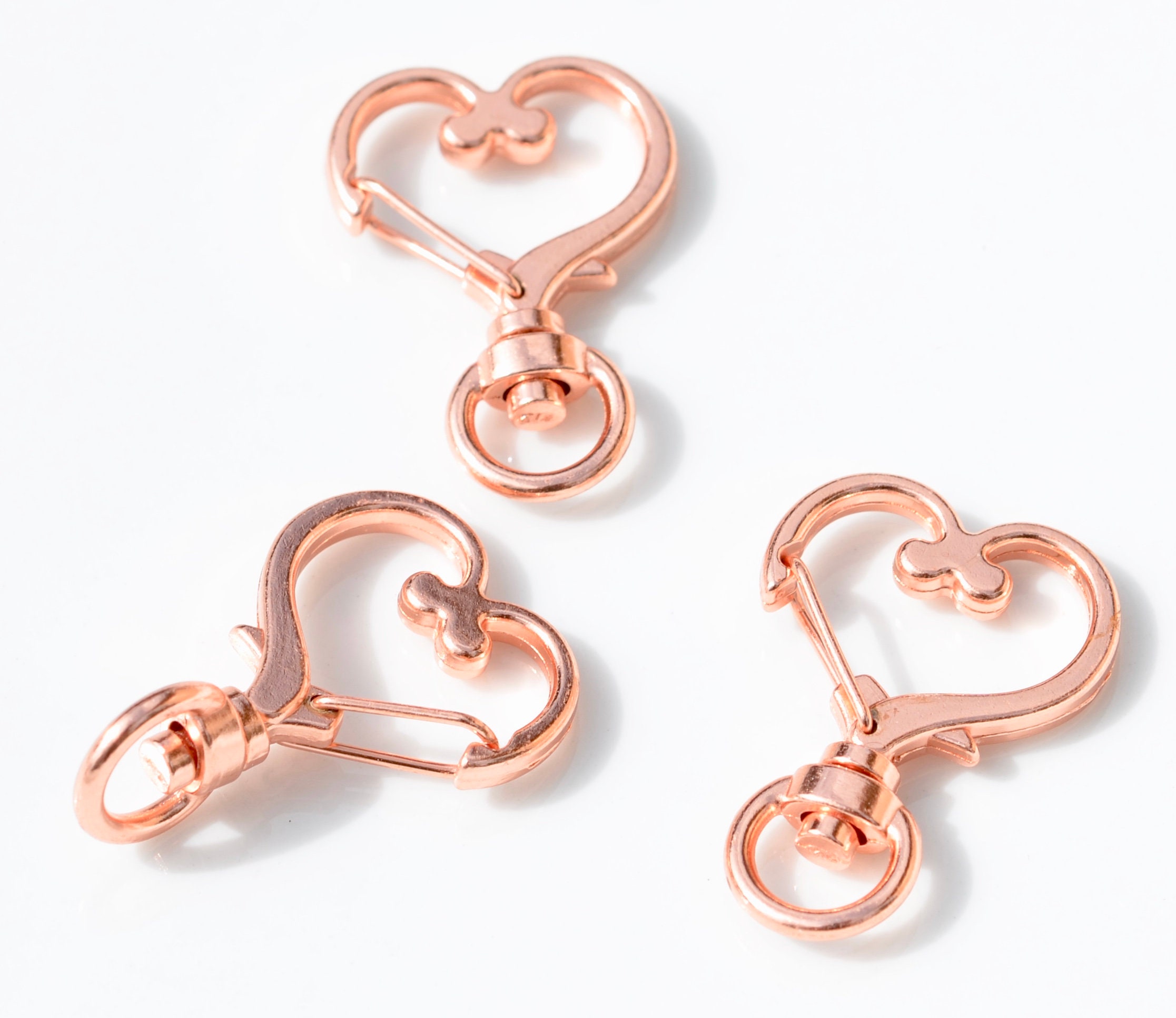 5 Heart Key Ring Rose Gold Tone Swivel Clasps F695 - Etsy